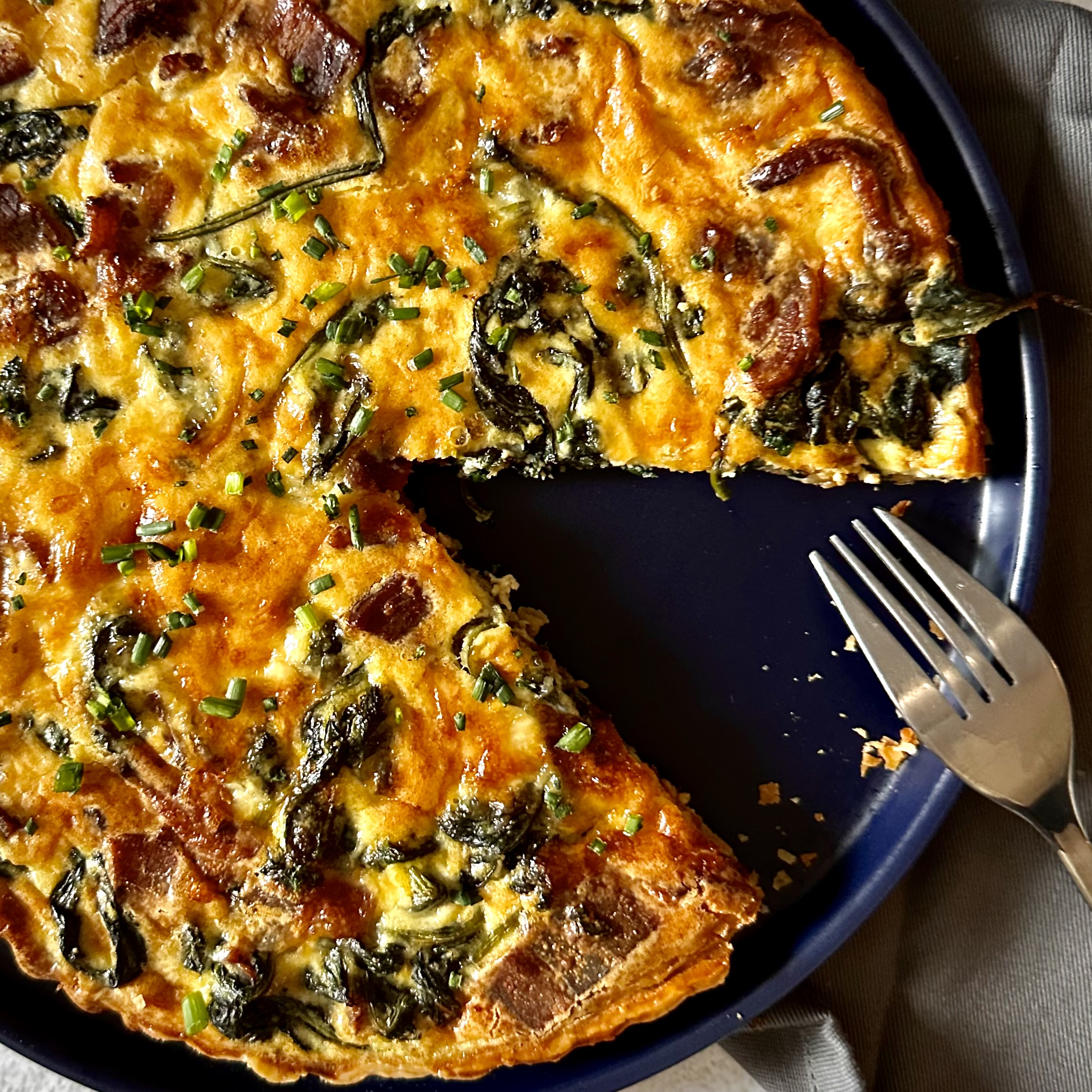 Quiche with Gruyere, Spinach and Bacon